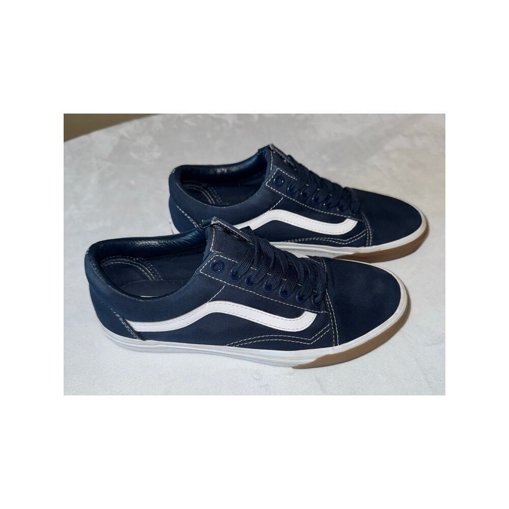 Van's Unisex Men's 6.5 Women's 8 Old Skool Canvas‎ Trainer Navy Gum Bumper Shoes